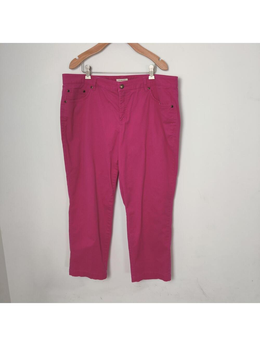 Women’s Pink Stretch Cotton Capri Pants Plus Size Cropped Jeans Size 16